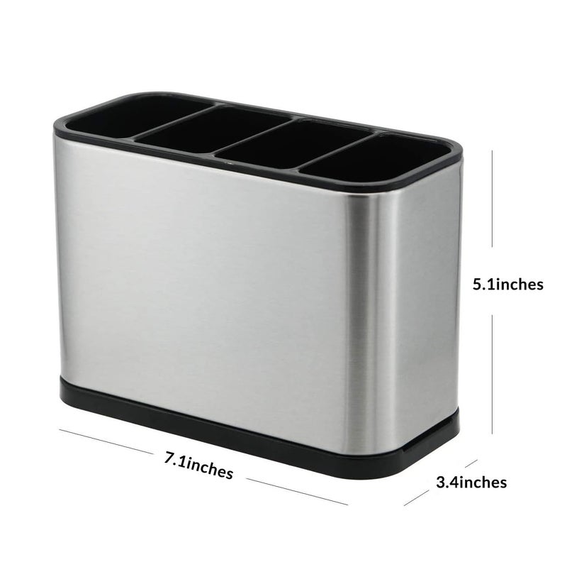 KESOL Kitchen Utensil Holder, Stainless Steel Utensil Drying Rack Flatware Holder Sinkware Caddy Countertop Organizer with 4 Divided Compartments, Rust Proof - Image 4